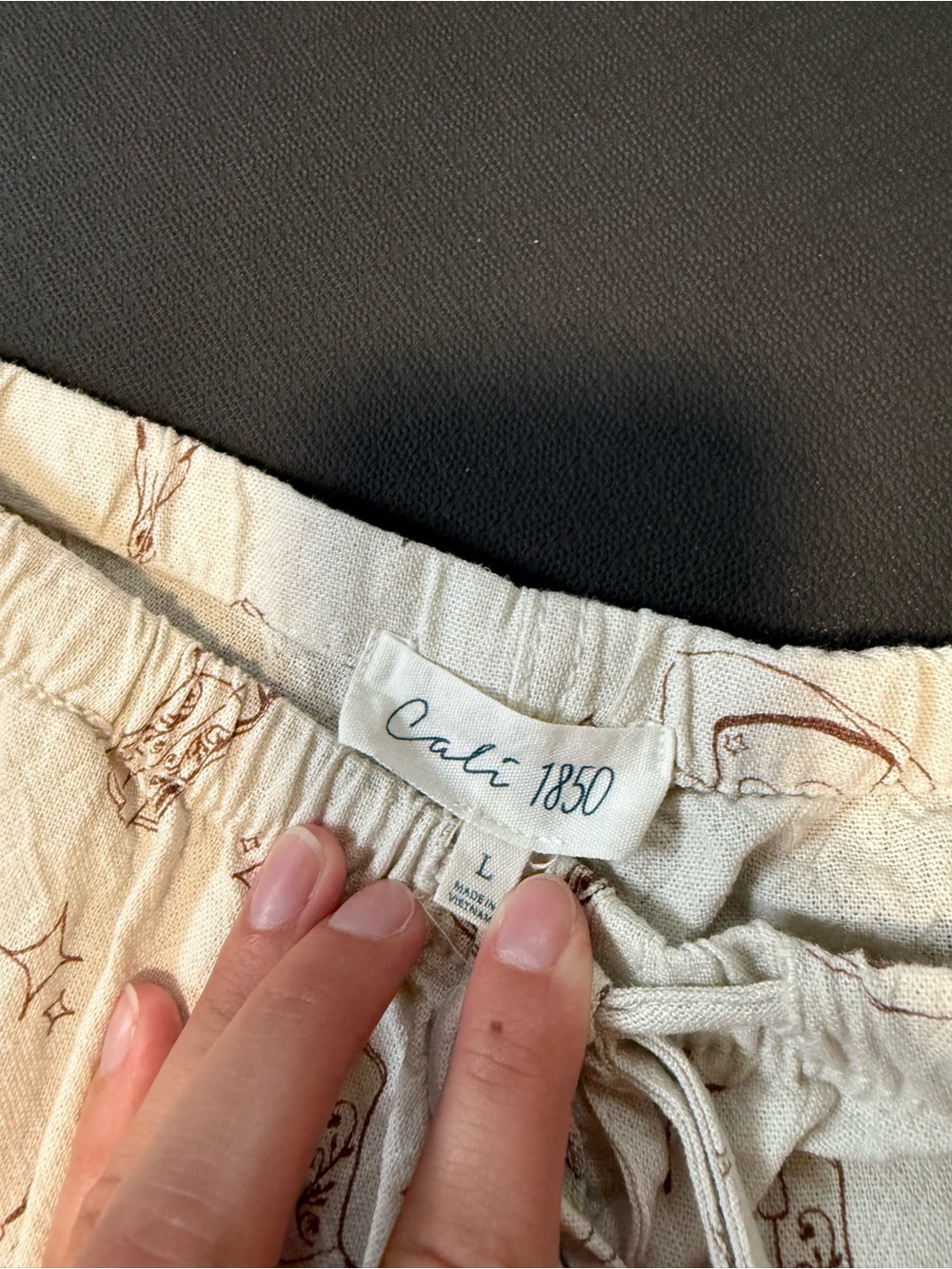 Women’s Cream Lounge Pants with Western Print - Picture 2 of 4
